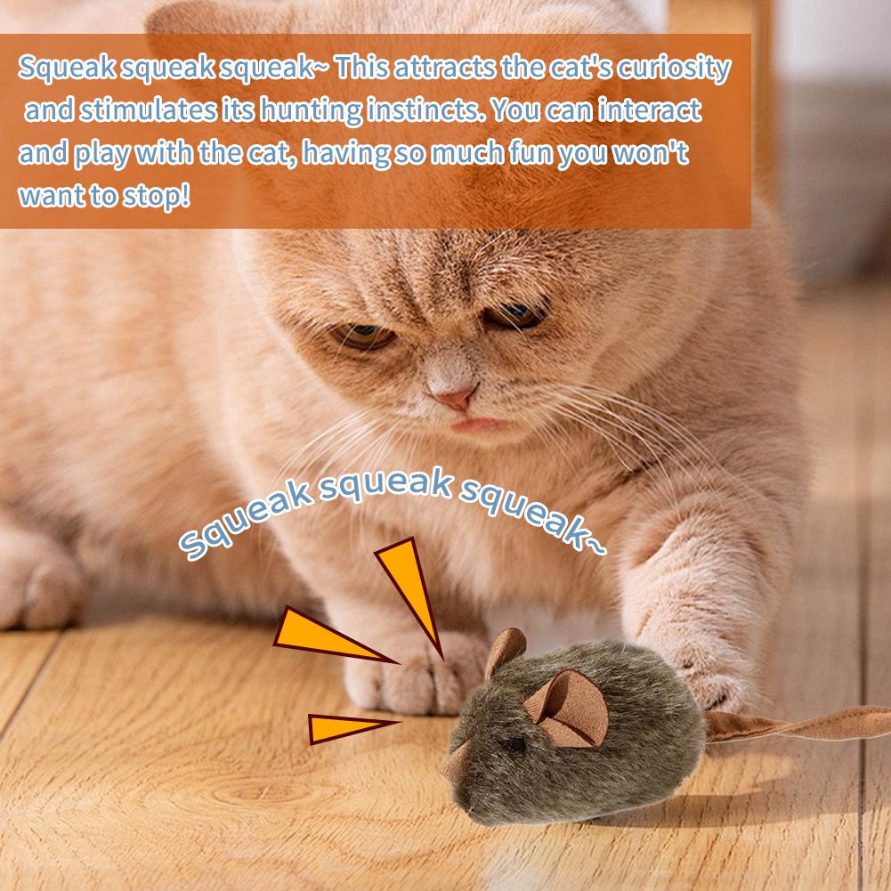 Funny Plush Mice Cat Toy Simulation Mouse Kitten Toy Bite-resistant Automatic Chirping Interactive Cat Chew Toy