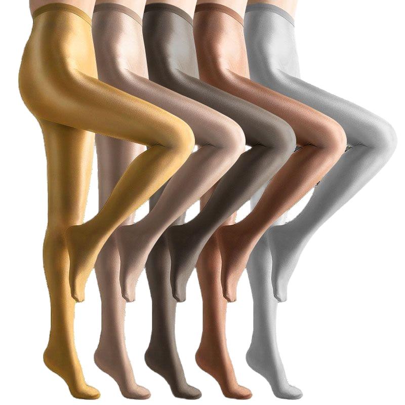 70 Den Ölig Glänzende Tanzstrumpfhose Metallisch Hochglänzend Mit Füßen Übergrößen Für Damen Nachtclub Laufsteg