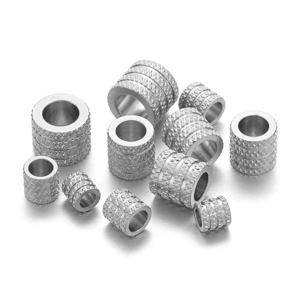 10Pcs Stainless Steel Big Hole Cylinder Loose Spacer Beads Charms for DIY Jewelry Making Bracelets Necklaces Findings Wholesale