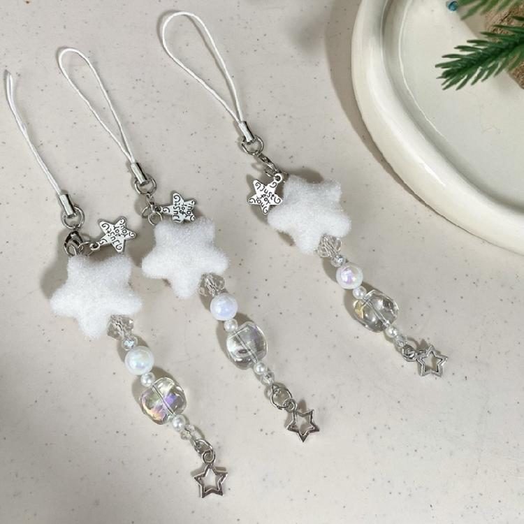 Unique Flocking Snowflake Star Phone Charm Winter Phone Jewelry Fashion Phone Ornament for Trendy Women Seeking Winter