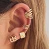 Women's Ear Cuff Set No Piercing Ear Wrap Ear Climber Gold Plated Huggie Hoop Earrings Geometric Hollow Out Statement Ear Jewelry Gift