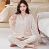 Shuxin floraler Baumwollimitat-Pyjama Frühling und Herbst dünn Mutter locker Übergröße Loungewear Langarm-Set