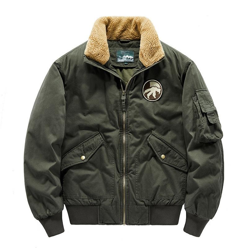 Winter New Cotton-padded Male Pilot Cargo Large Size Cotton-padded Lamb Collar Padded Jacket Men's Coat