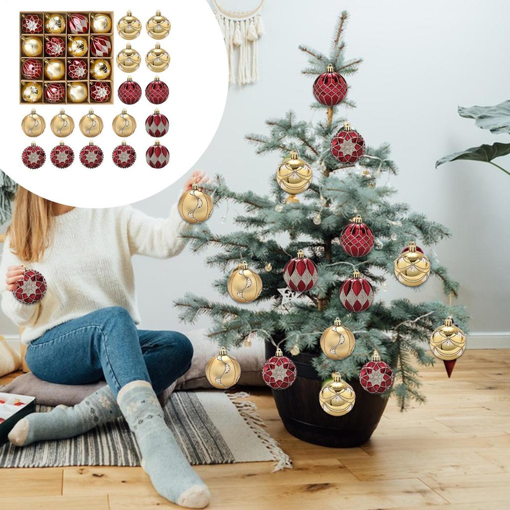 Christmas Decoration Ball Festive 16 Pieces Classic Hangable Decor Christmas Ornaments Set For Holiday Home Festival Gathering
