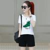 Superior Sense Short-sleeved Suit Casual Sports Women Summer Korean Version Loose Large Size Printing Fashion Internet Celebrity Two-piece Suit