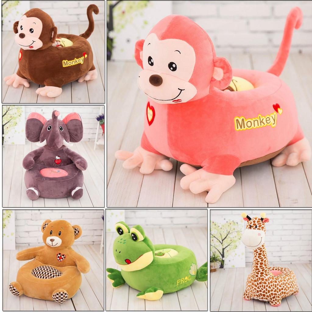Lazy Kids' Plush Animal Sofa: Dinosaur, Giraffe, Elephant Dolls