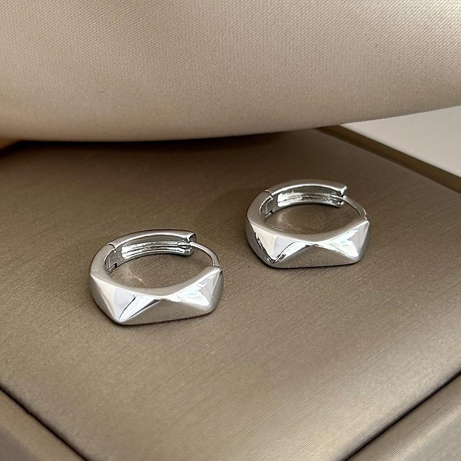 Geometric Irregular Section Round Ear Buckle Temperament Fashionable High-end Earrings Simple Light Luxury Cold Wind Earrings