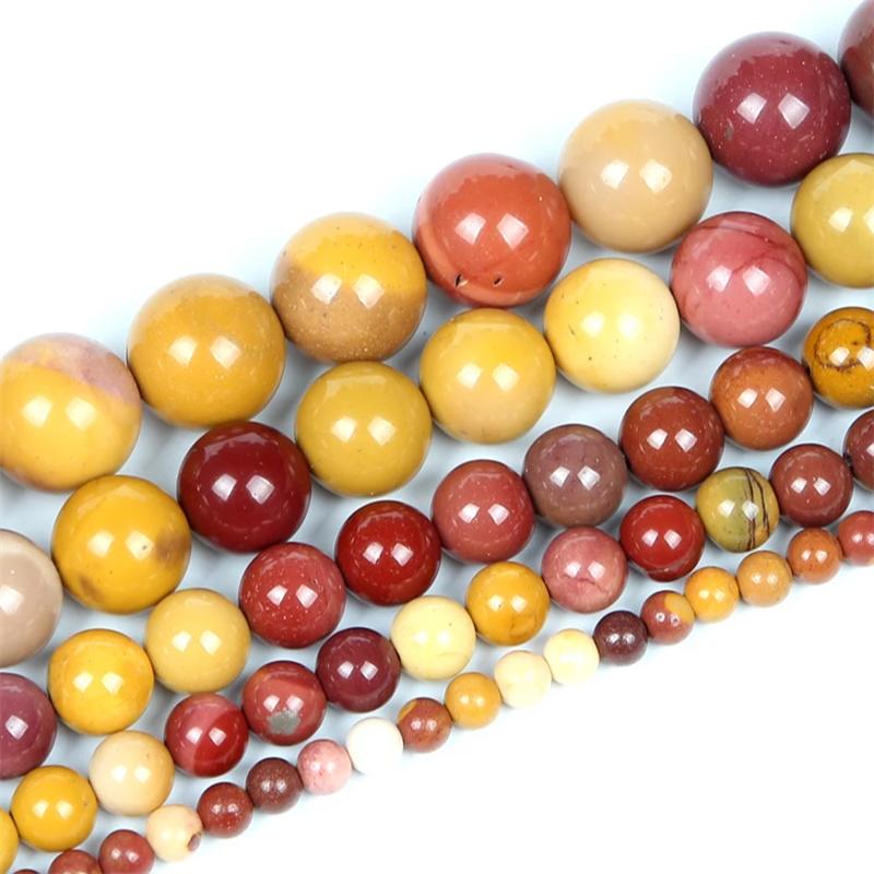 Fashion Natural Stone Mookaite Jasper Charm Loose Bead DIY Round Beads Jewelry Accessories