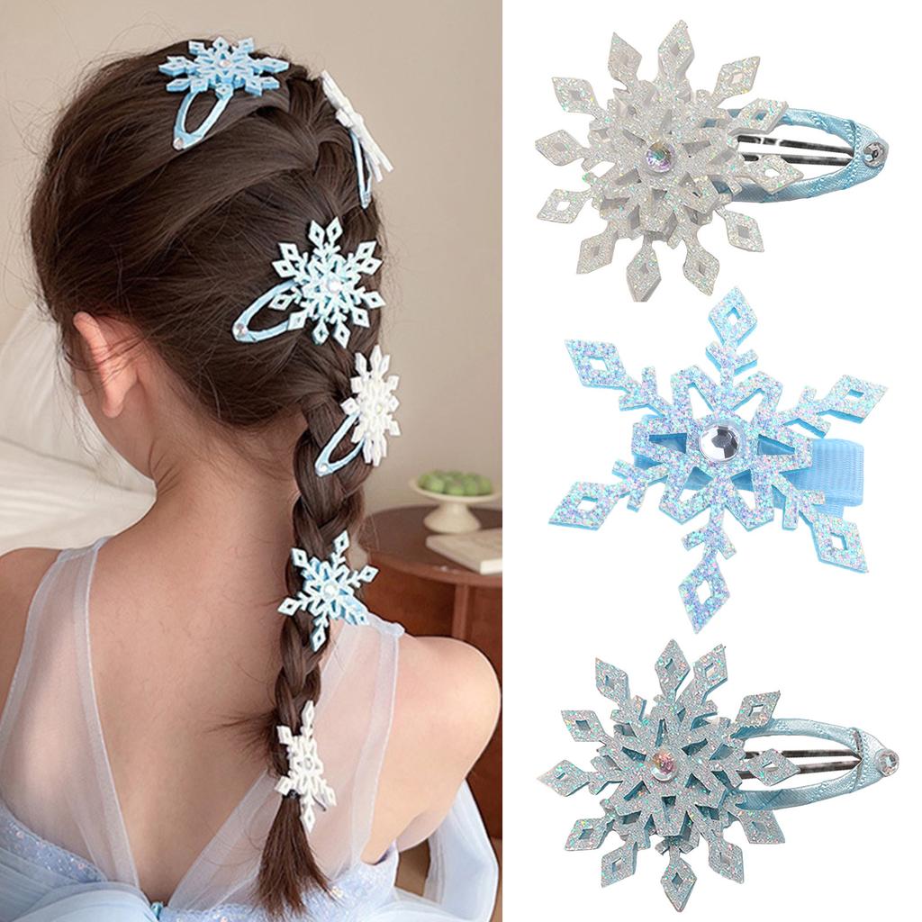 Snowflake Hair Clip Christmas Barrette Sweet Christmas Flat Clip Hairpin Christmas Elegant Hair Clip for Bunches