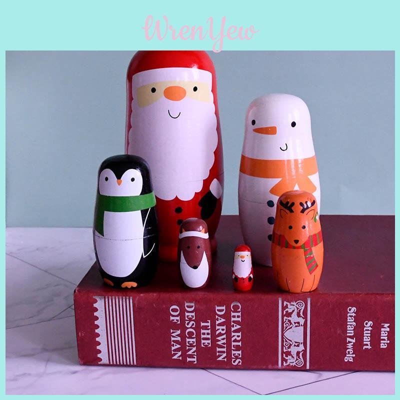 Charming Wooden Santa Claus Nesting Doll Set 6 Layers Of Festive Home Decor And Gifts For The Holidays