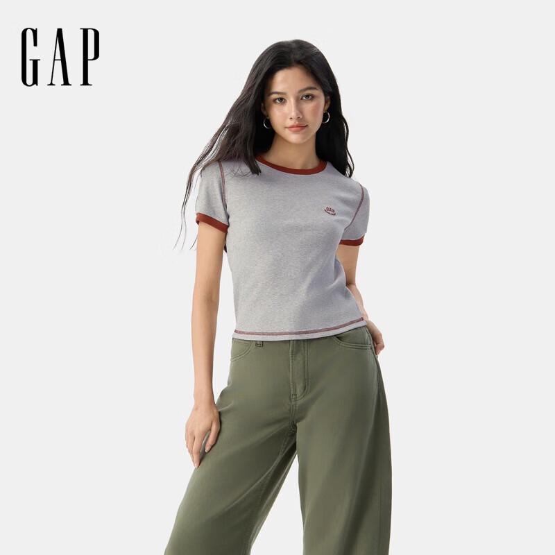 Gap Women s Embroidered Logo Color-block Ribbed T-Shirt 155/76A