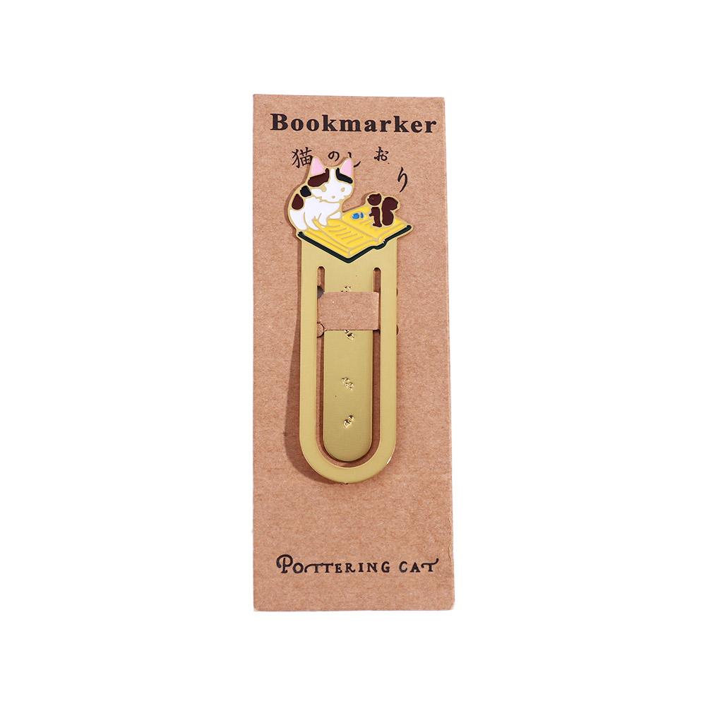 Cute Student Gift Reading Japanese Cartoon Paper Cilp Bookmark Cat Bookmark Kittens Book Mark Metal Bookmark