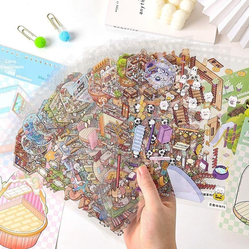 3D Miniature Scene Sticker Book Waterproof Vinyl Cute Decals for DIY Scrapbook Journal Skateboard Helmet Decor Teen Stationery Gift