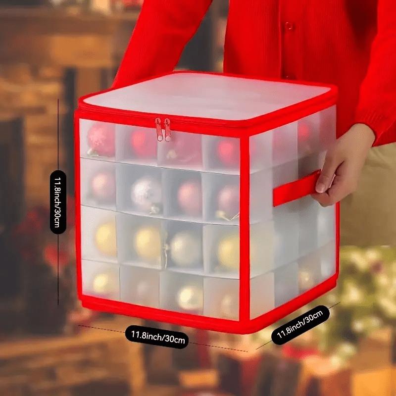 1pc Christmas Ornament Storage Box With 64 Compartments, Snowflake Christmas Ball Storage Containers With Zippered