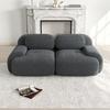 Loveseat Sofa, Corduroy Fabric, Frameless, Modularly Combinable, Curved Armrests, Non-Slip Underside, High-Elastic Padding, Living Room, Bedroom, Grey