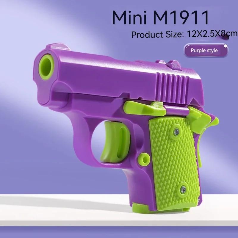 Safe Plastic Toy Pistol Colorful Mini M1911 Model Gun Non-Shooting Luminous Fidget Toy for Kids Little Boys Birthday Gifts
