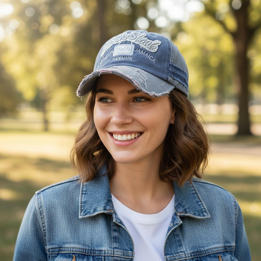 Mode Vintage GEWASCHENE DENIM Baseballkappen Stickerei Baseballkappen Used Verblasste Kappe Sonnenschutzmützen