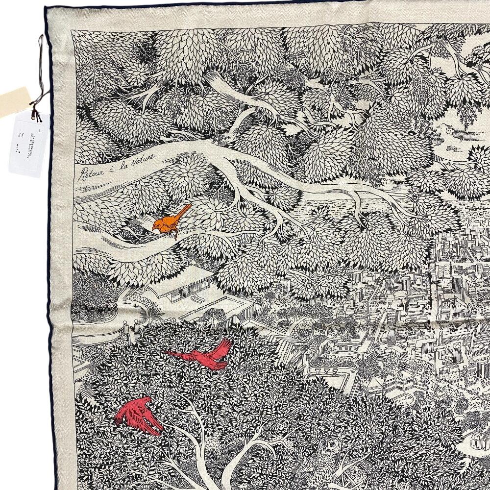 HERMES Kasisir Carre 140 Carrejean cashmere Natural reversion scarf multicolor cashmere Used