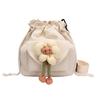 Cute Girl Crossbody Bag Casual Shoulder Bag Women Japanese Minimalist Drawstring Bucket Bag New Floral Design
