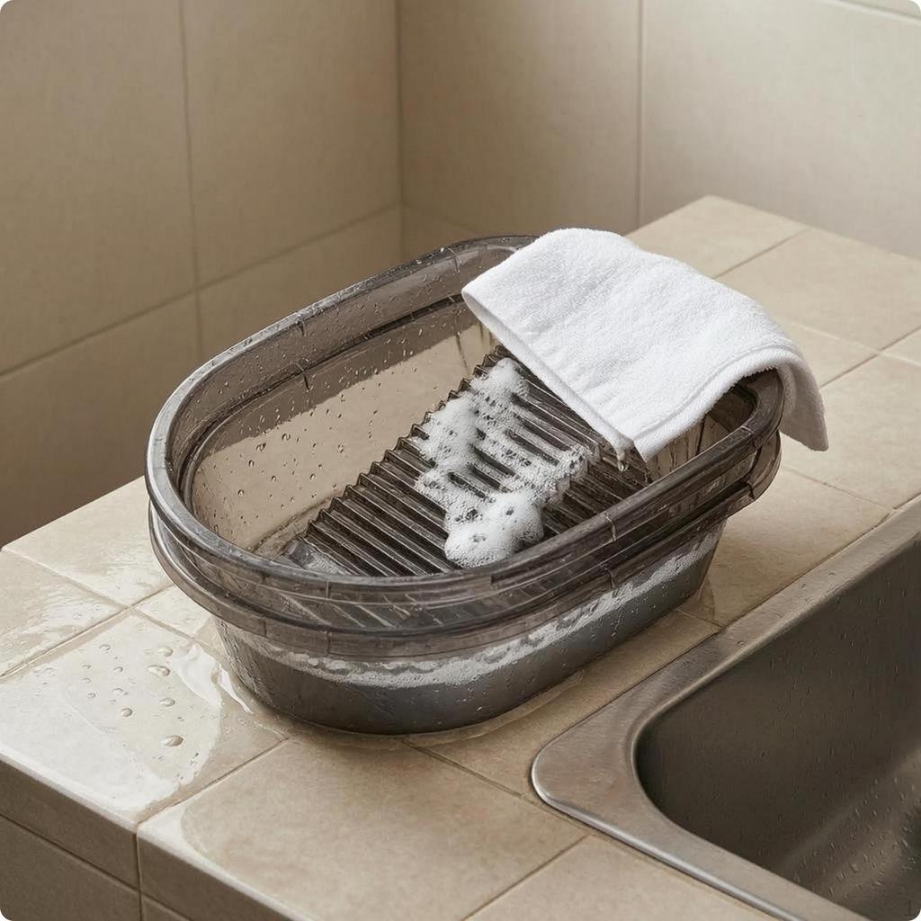 Laundry Basin Thickened Washboard Ribbed Hand Wash Tub for Household Use White L