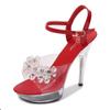 Woman Transparent Super High Heel Summer Female Waterproof Water Drill Sexy Fairy Stiletto Sandals 15cm Heel 5cm Platfrom LFD