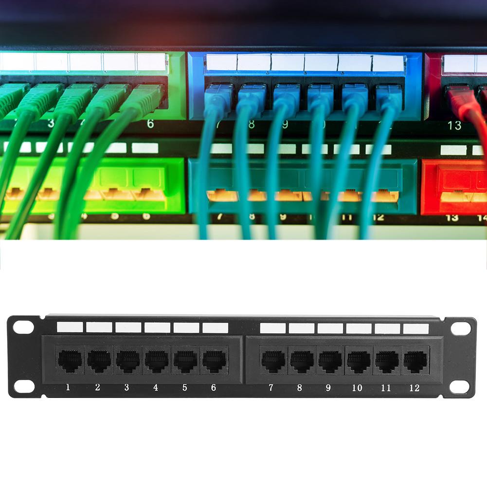 UTP 12-ports kabelställ CAT6 RJ45 Ethernet-nätverk Datapatchpanel Utan fäste