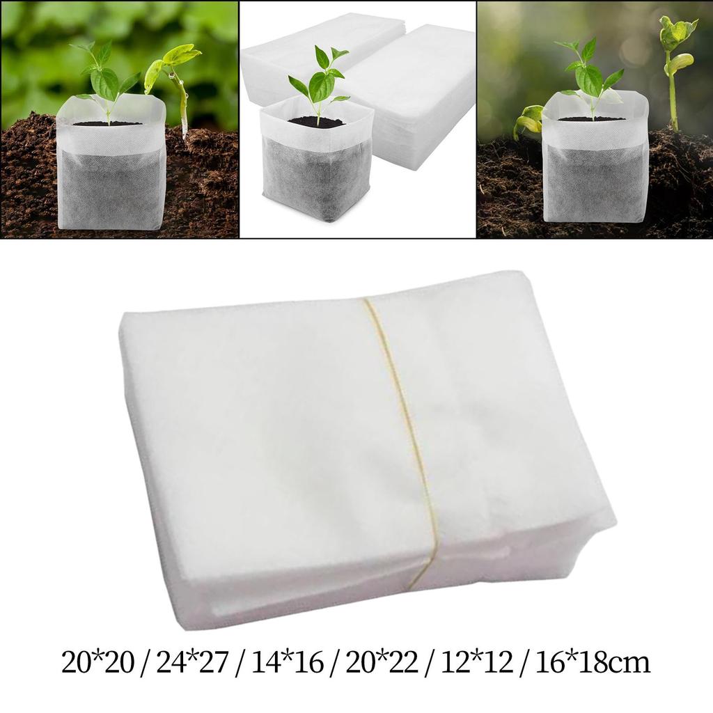 100x Non Woven Nursery Bags Breathable Seedling Grow Pouch Plant Seeding Bags for Saplings Outdoor Plant Grow Vegetable Tree