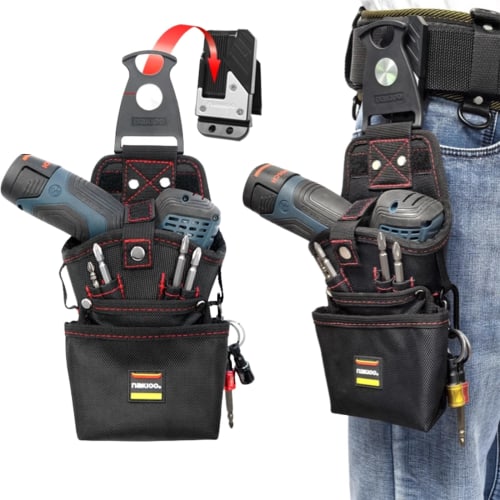 Laxewzul Waist Bag, Nail Pouch, Electric Drill Holder with Detachable Tool Holder, Electric Screwdriver Waist Bag, Tool Organizer, Accessory Organizer