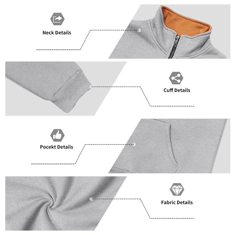 Men's Fleece Lined Color Block Zip Up Stand Collar Sweatshirt.