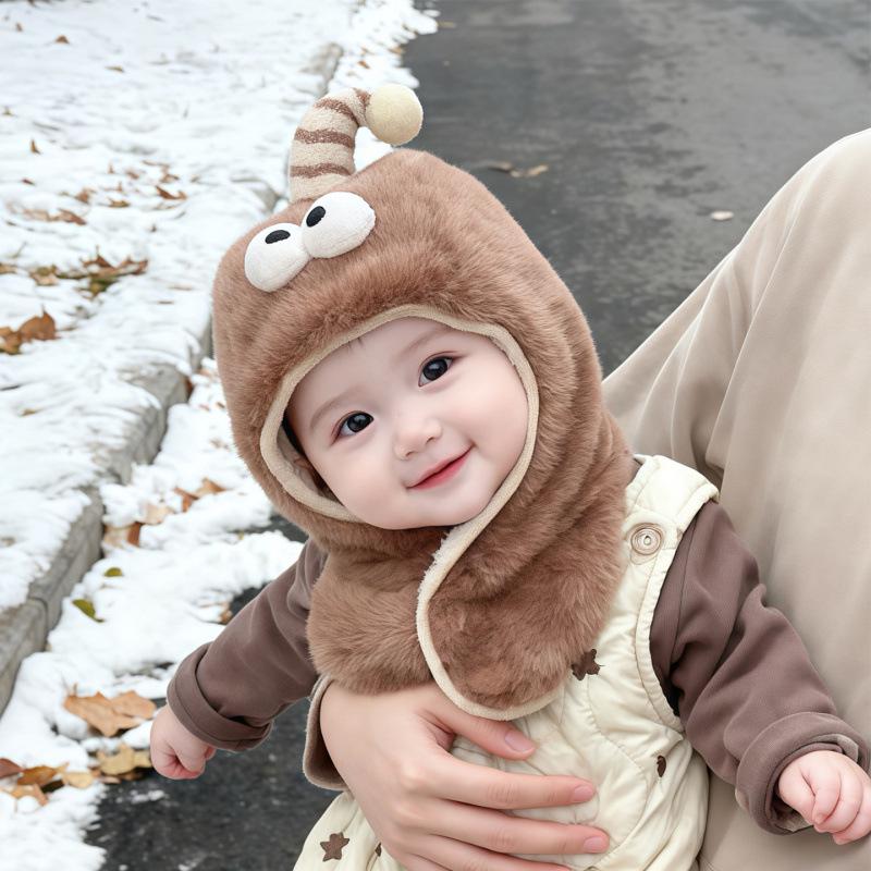 Plush Winter Baby Hat with Scarf - Thick, Warm, Windproof, and Ear-Protecting