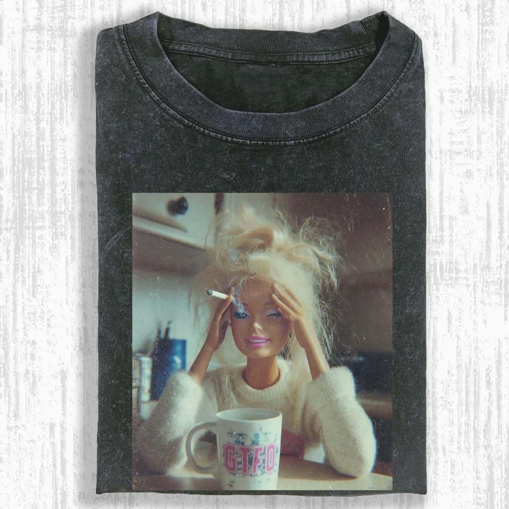 Fun Distressed Doll Pattern Tshirt Smoking Doll Emoji Streetwear Tshirt Unisex Allseason Streetwear Shirt Shirts For Men