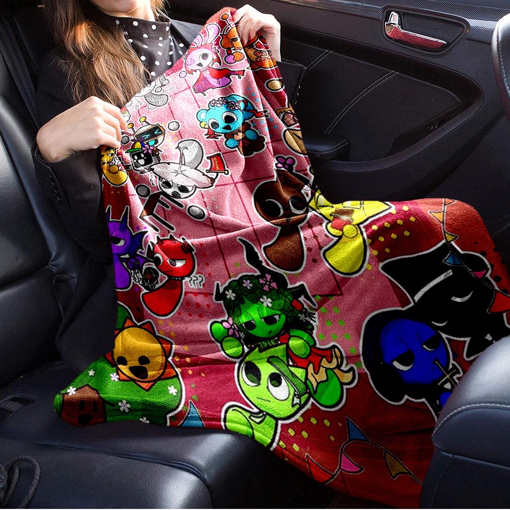 1pc sprunki,Cartoon ,IllustrationPrint Blanket Suitable for All Seasons, Perfect for Home, Travel, or Camping