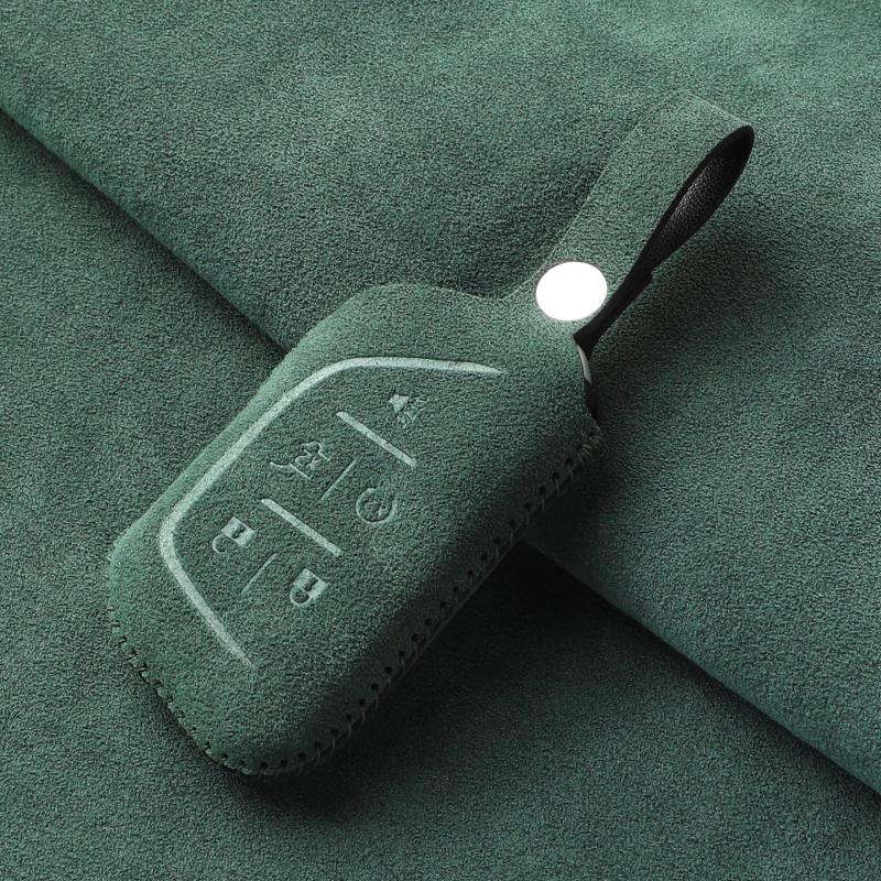 Suede Leather Car Key Case For Cadillac CTS CT4 CT5 Escalade 2021 2022 2023 Key Fobs Protector Cover Holder Shell Accessories