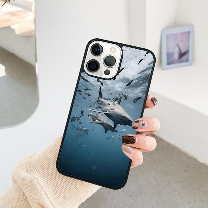 Ocean Whale Shark Swimming Phone Case For iPhone 17 Air 16 15 14 11 12 13 Pro  MAX Plus Coque Cover Shell