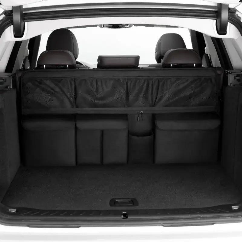 Large Capacity Car Trunk Bag Mesh Solid Color Backseat Storage Bag Car Interior Storage Bag Auto Organizer Accessories For Most