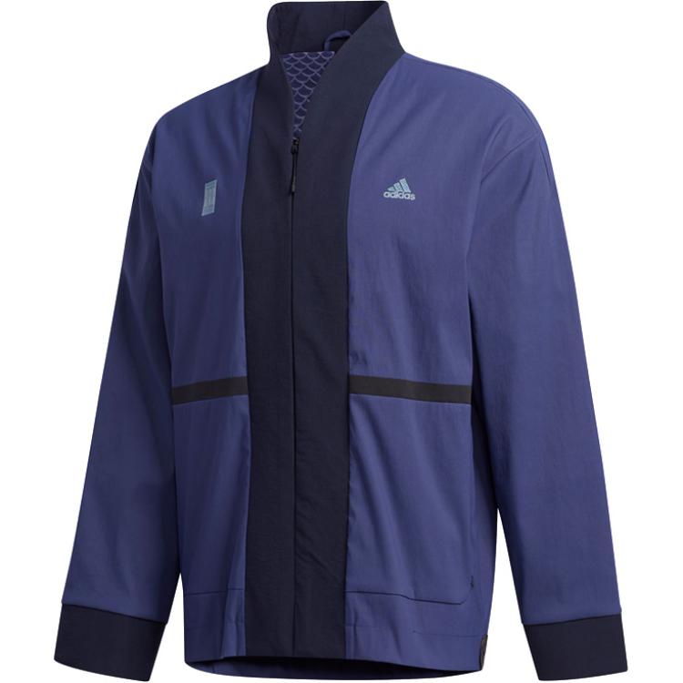 Adidas Solid Color Logo Print Sports Jacket Men Jackets Blue FM9362