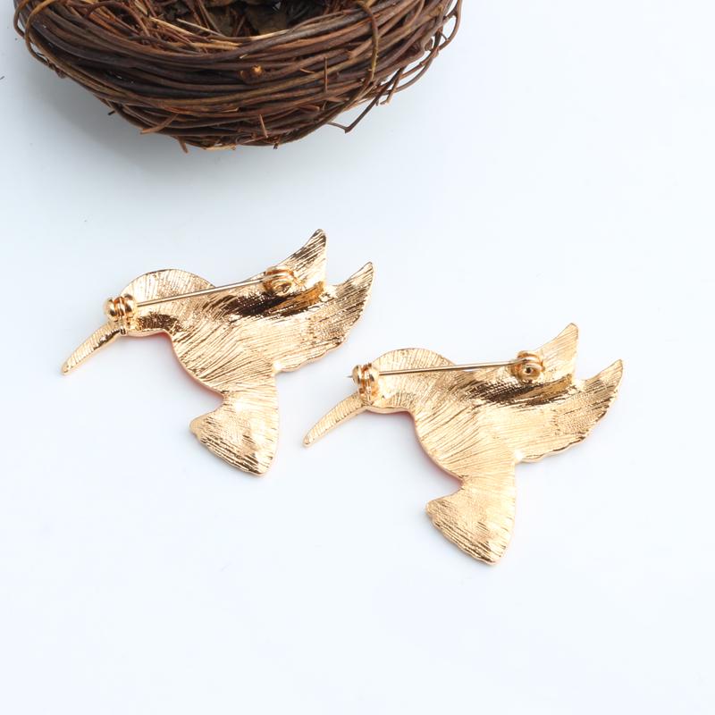 Vintage Jewelry Brooches for Women Colorful Enamel Pins Metal Birds Cute Broach Bird Hummingbird Badge High Quality Accessories