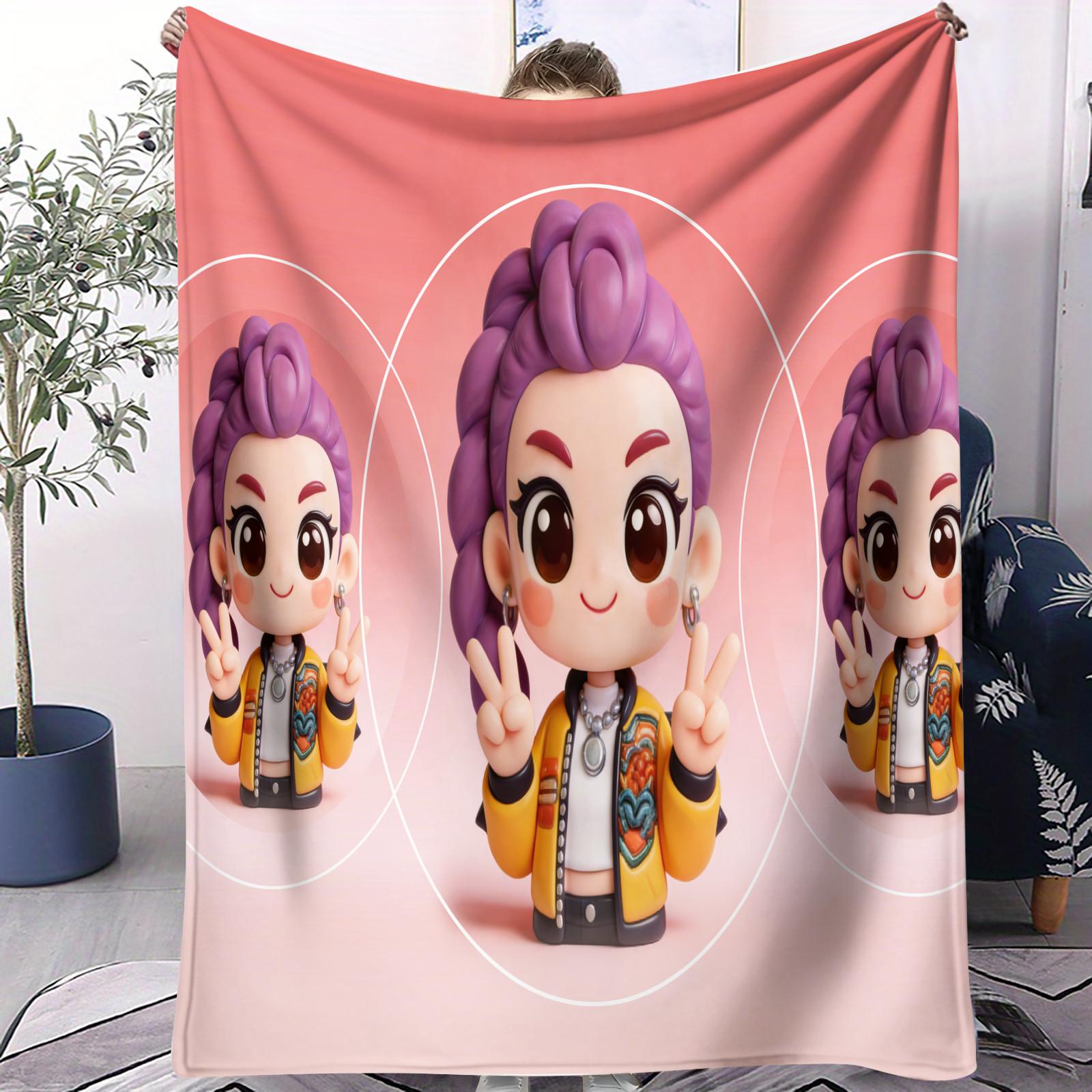 

KPop Demon Hunters Blanket Hot Anime Flannel Blanket Fan Gift for Home Leisure Camping Travel Multifunctional Universal Blanket 70x100cm