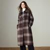 Chuyu Women's 2025 Winter Wool Blend Plaid Polo Coat