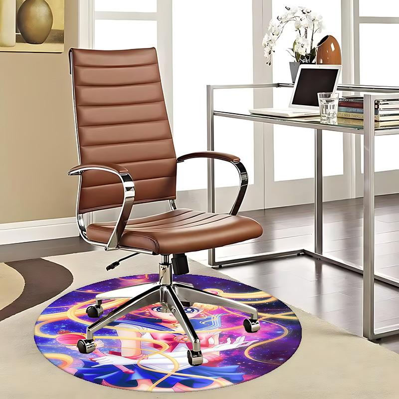 

1pc Anime Sailor Moon Round Carpet Office Chair Mat, NonSlip Rug for Home Decor, Living Room, Bedroom, Game Room 80cm