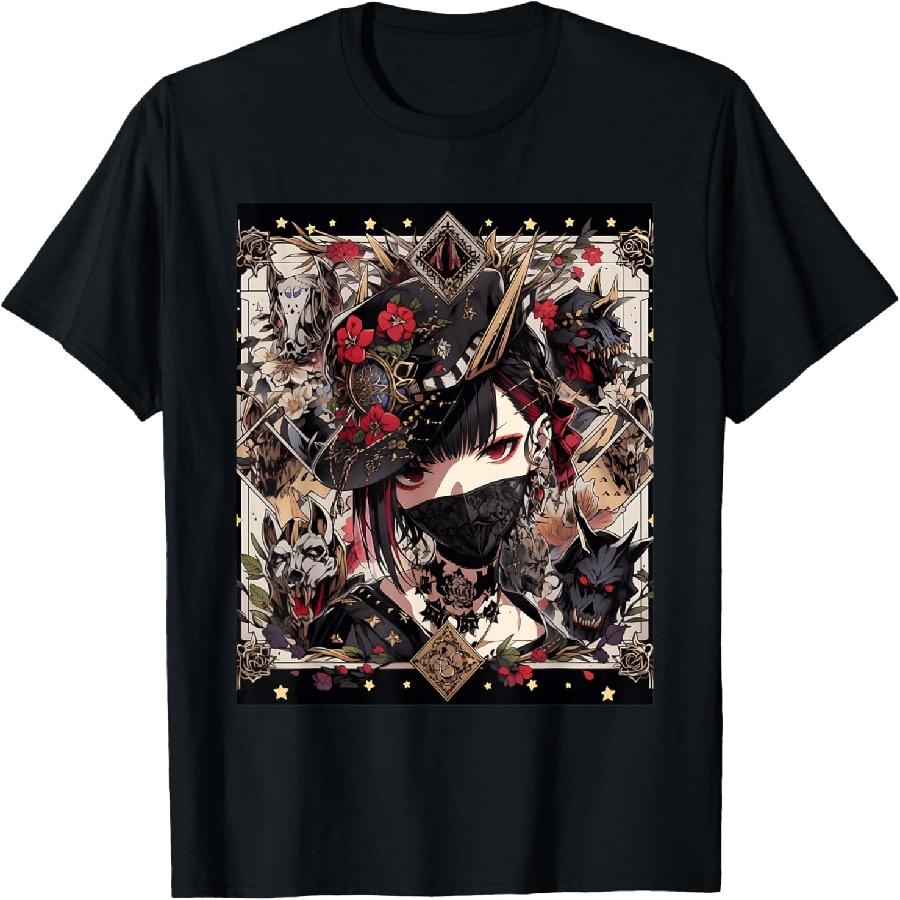 Завуалированная Тайна_ Японская Молодая Готическая Девушка в Маске Футболка XXXXXL чёрный