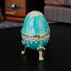 Enamel Egg Shaped Jewelry Box Diamond Encrusted Alloy Egg Shaped Jewelry Box Creative Home Ornament Storage