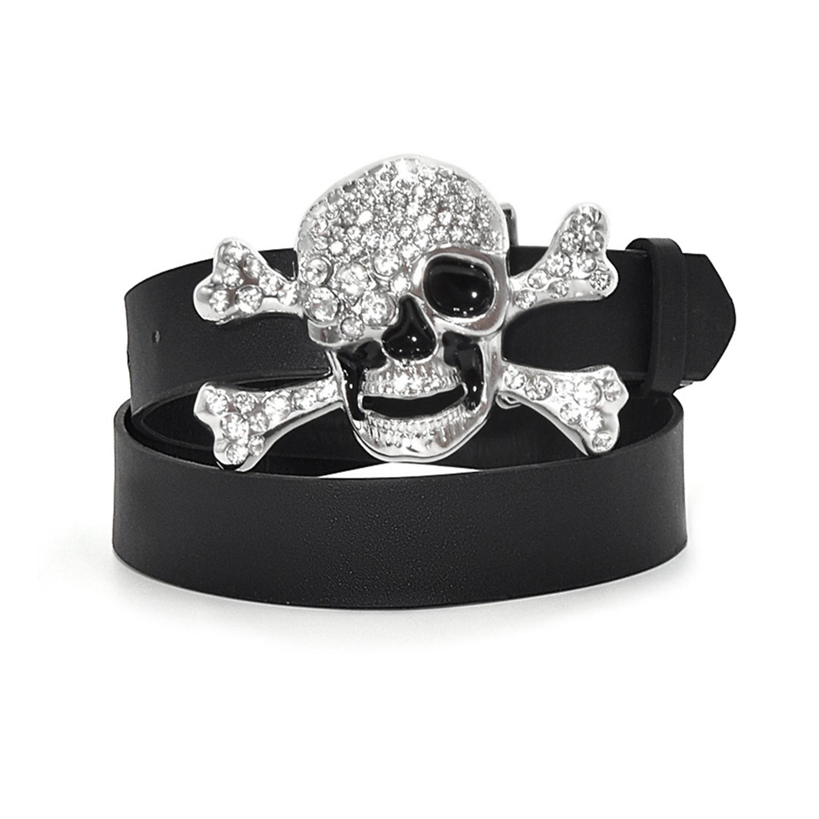 

Skull Head Buckle Belts Woman Waist Strap Rhinestone Buckle Belts Western Cowboy Y2k Girls Fashion Belt for Jeans 1