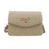 Simple Gold Bow Decoration Woven Texture Women Casual Shoulder Bag For Daily Use