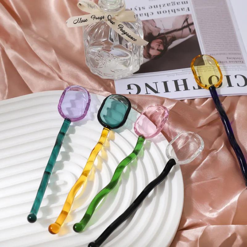 Glaslöffel Dessertlöffel Teelöffel Haushalts-süßer kreativer Reislöffel Kaffeegeschirr Geschenk Teelöffel für Eis