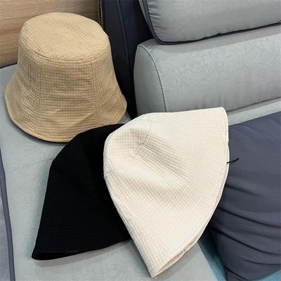 Simple Crumpled Bucket Hat Women's Spring and Autumn Solid Color Versatile Basin Hat Travel Face Bucket Hat