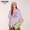 Camiseta Feminina TonLion de Algodão Puro com Estampa de Desenho, Corte Solto