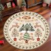 Festive Luxury Round Carpet Christmas Reindeer Area Rug Anti Slip Vintage Medallion Pattern Living Room Bedside Floor Mat