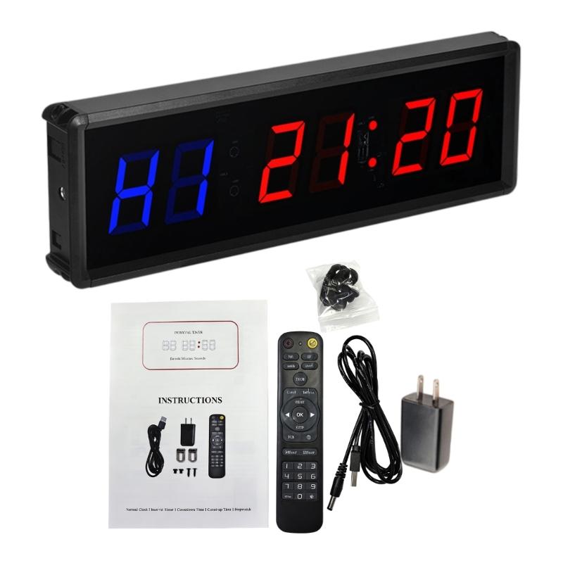Gym Timer Clock Remote Control Fitness Interval Timer, LED Digital Gym Wall Clock, Count Down/Up Stopwatch Workout Timer 1