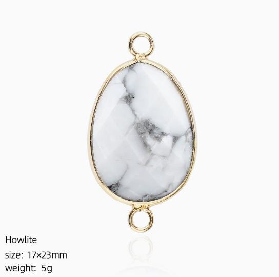 Natural Crystal Stone Charms Faceted Waterdrop Connector with Brass Findings Golden for Necklace Bracelet Jewelry Making DIY